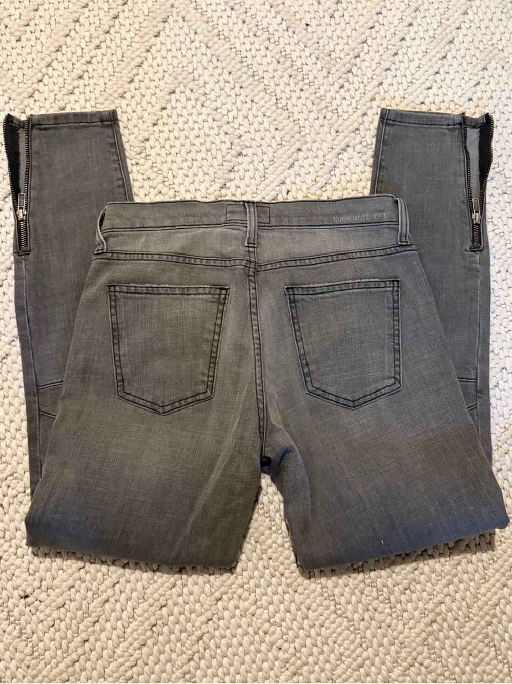 Current/Elliott The Prospect Gray Moto 80’s Y2K Skinny Jeans Denim zippers 27